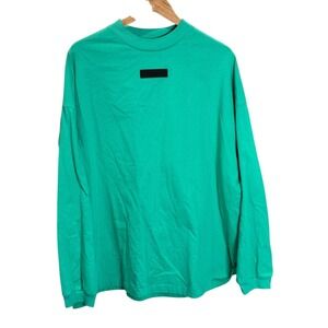 ESSENTIALS Fear of God Long Sleeve Mock Neck T Shirt Teal Green Men's Size M